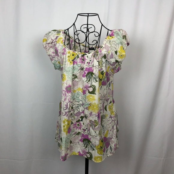 J. Crew Tops - J. Crew cotton knit puff sleeve floral top M